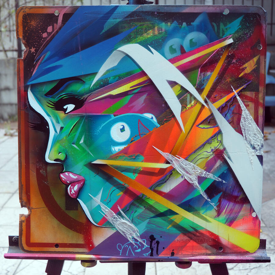 "Psychadelica" - 24" x 24" Acrylic, Spray paint, Airbrush, 2017