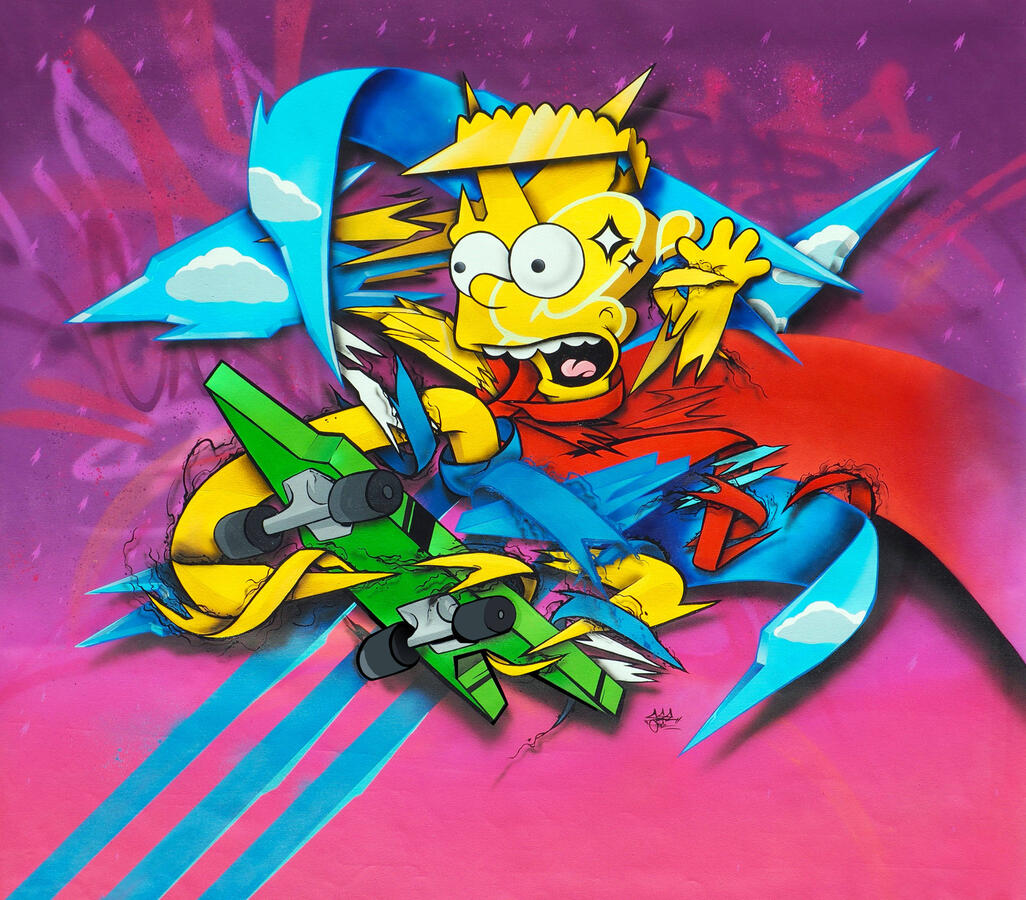"Bart" - 3' x 4' Acrylic, Spray paint, Airbrush, 2017
