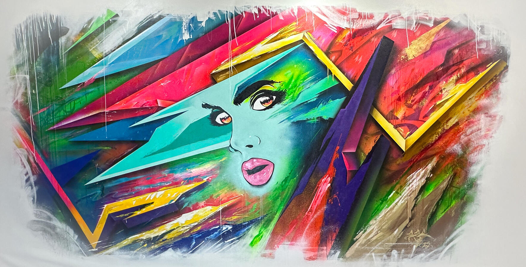 "In The Moment" - 8' x 13' Acrylic, Spray paint, Airbrush, 2023