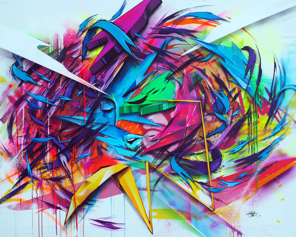 "Epiphany" - 40" x 50" Acrylic, Spray paint, Airbrush, 2017