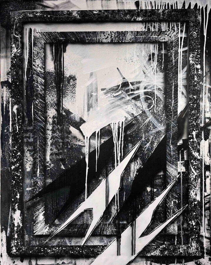 "Elevate" - 30" x 40" Acrylic, Spray paint, Airbrush, 2024